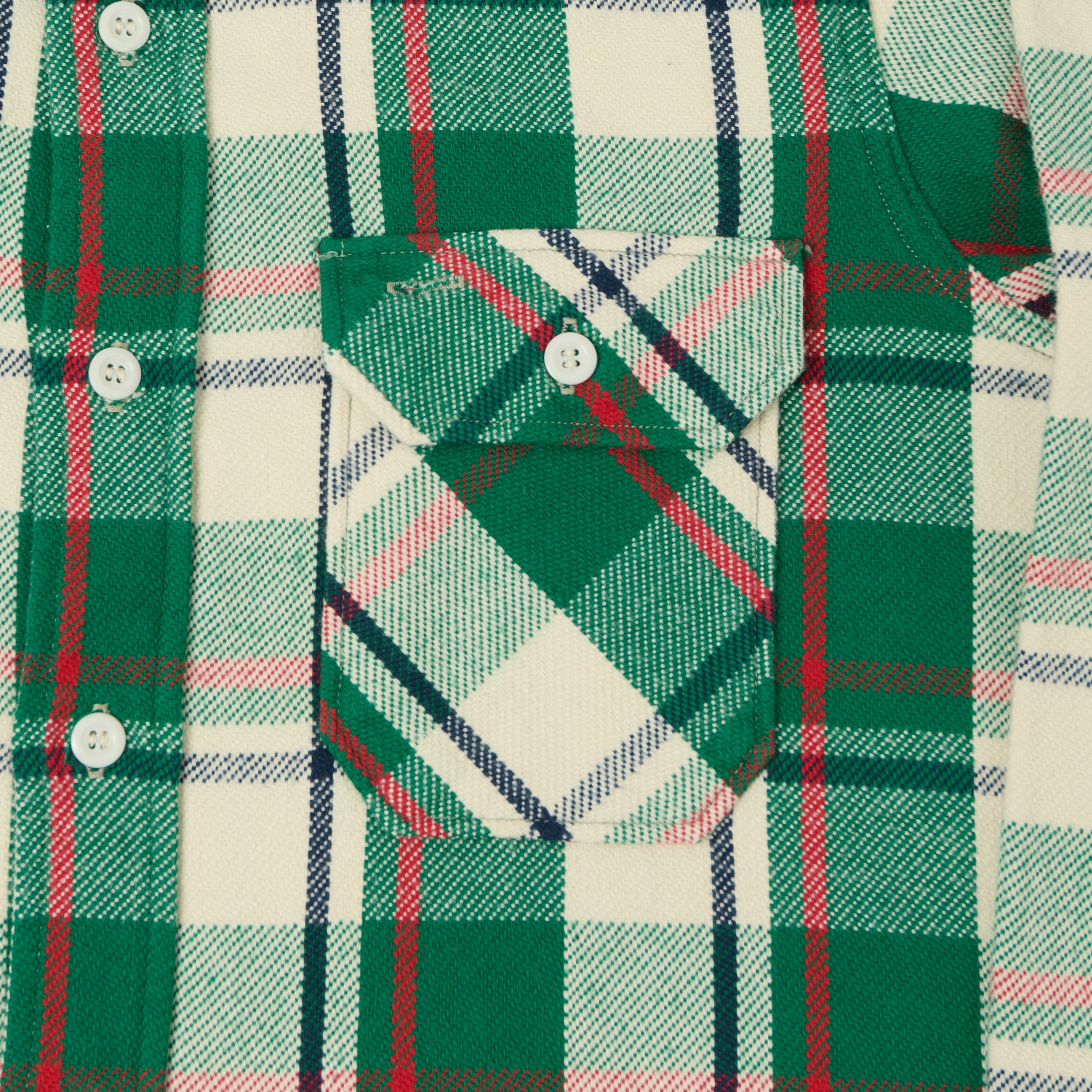 Warehouse & Co 3104 Plaid Flannel Shirt - Green/Brown/Ivory