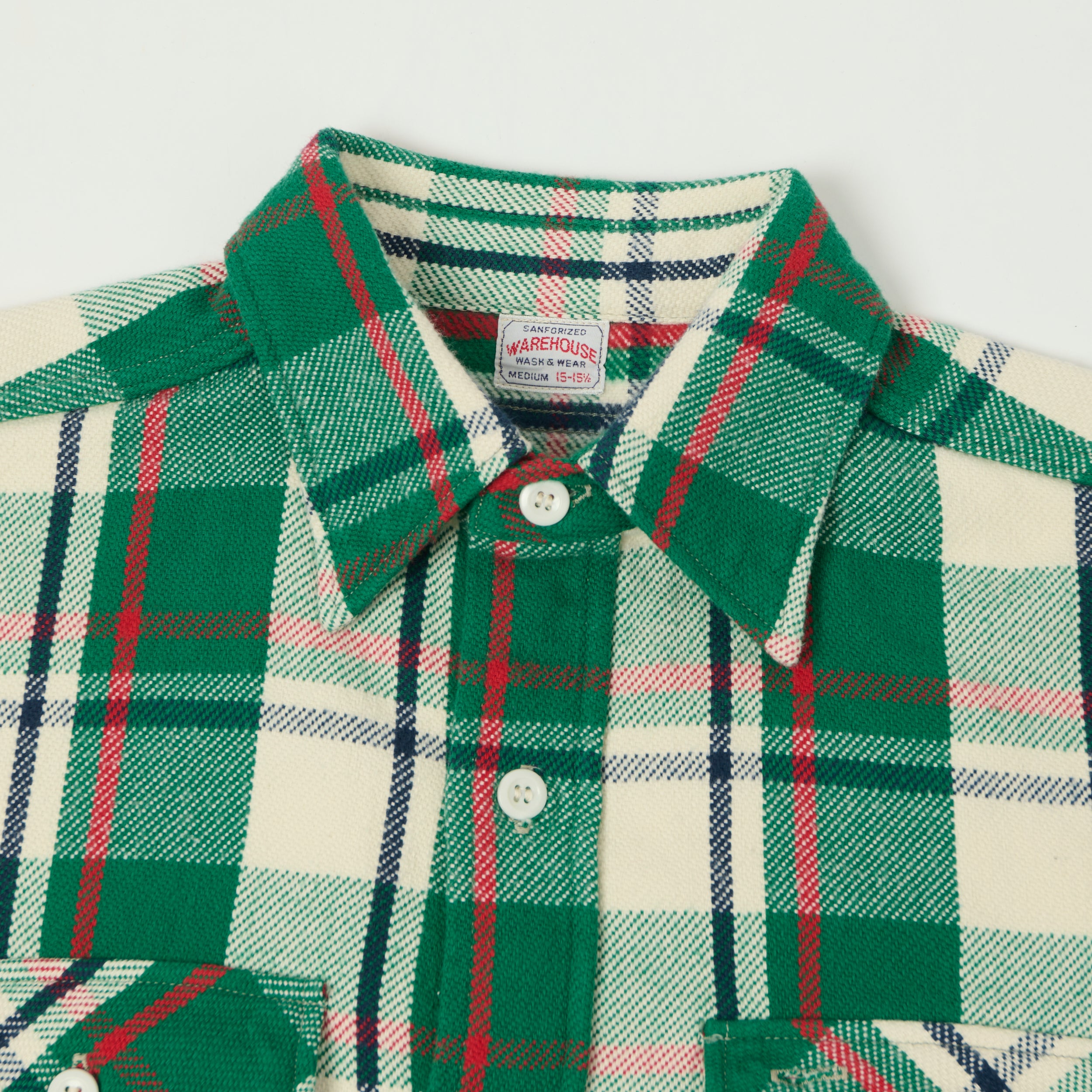 Warehouse & Co 3104 Plaid Flannel Shirt - Green/Brown/Ivory