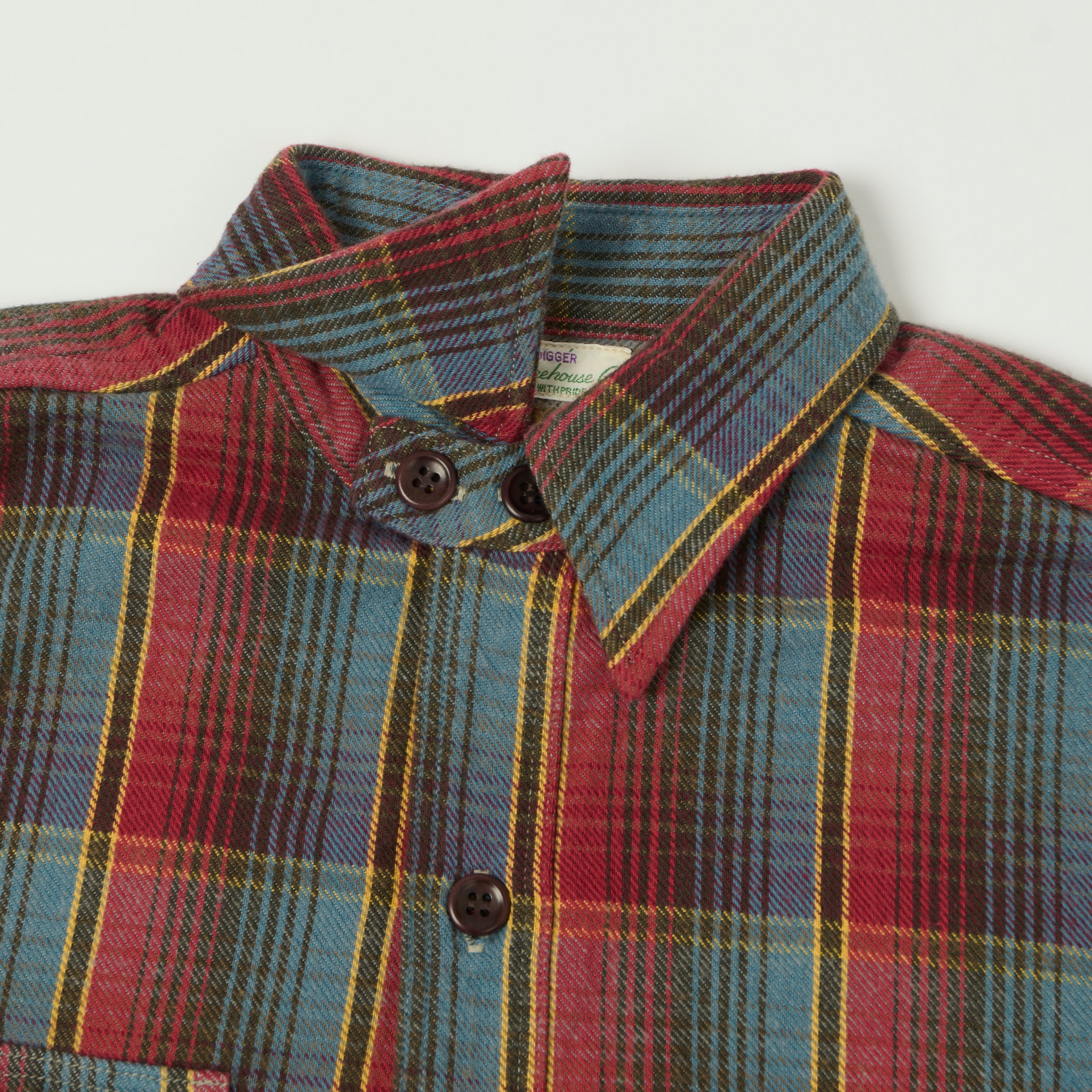 Warehouse & Co 3022 Flannel Shirt W/ Chin Strap - Red/Navy/Off White