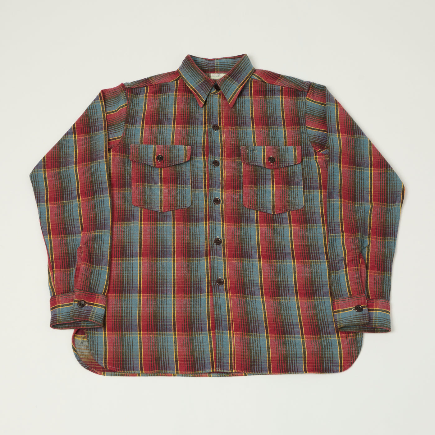 Warehouse & Co 3022 Flannel Shirt W/ Chin Strap - Red/Navy/Off White