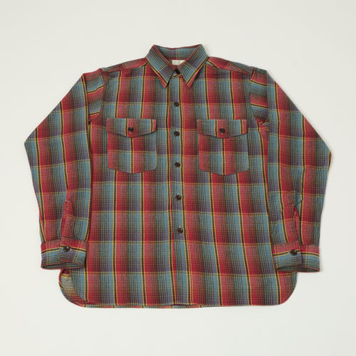 Warehouse & Co 3022 Flannel Shirt W/ Chin Strap - Red/Navy/Off White