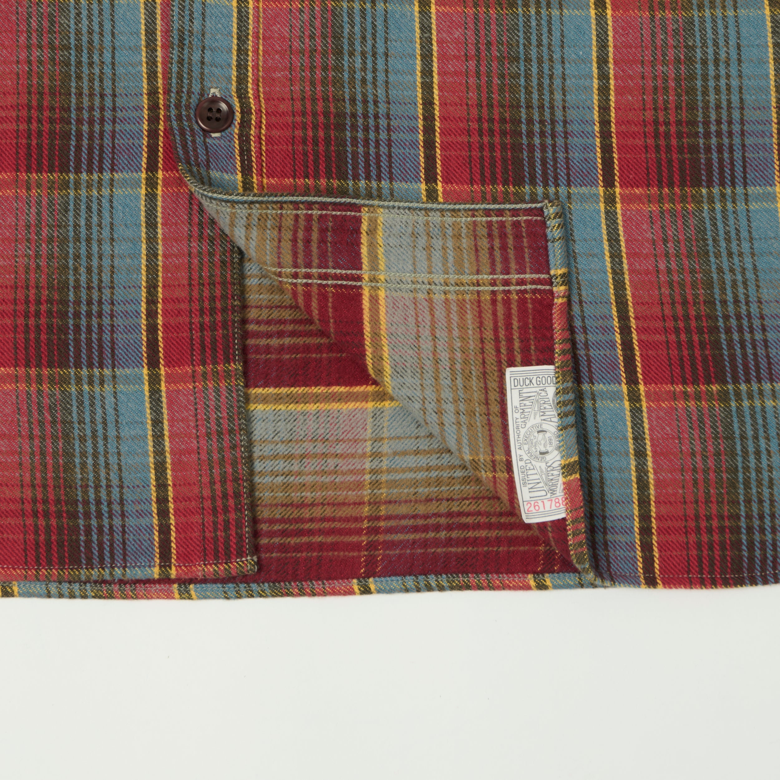 Warehouse & Co 3022 Flannel Shirt W/ Chin Strap - Red/Navy/Off White