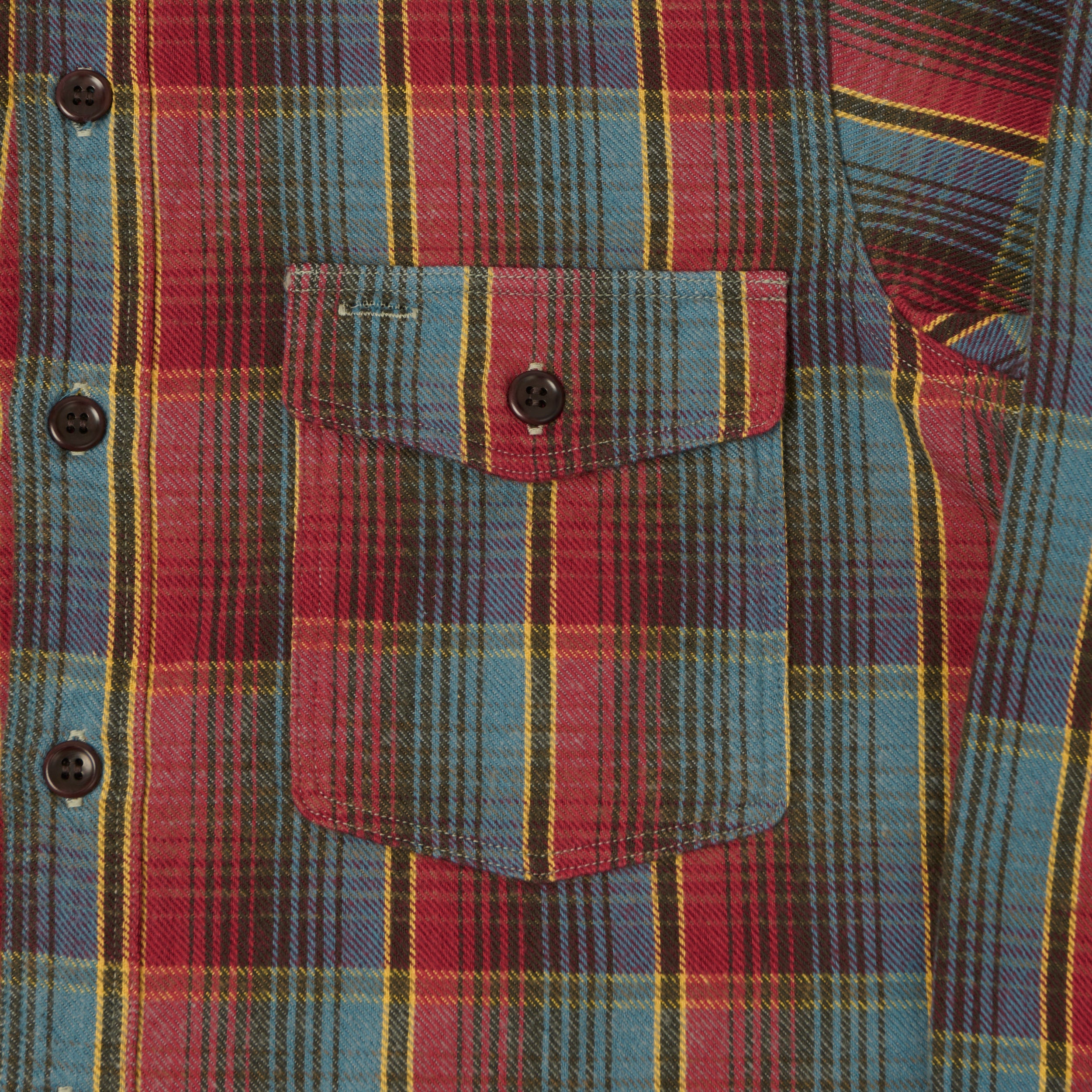 Warehouse & Co 3022 Flannel Shirt W/ Chin Strap - Red/Navy/Off White