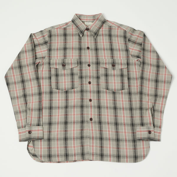 Warehouse 3022 Flannel Shirt W/ Chin Strap - Grey