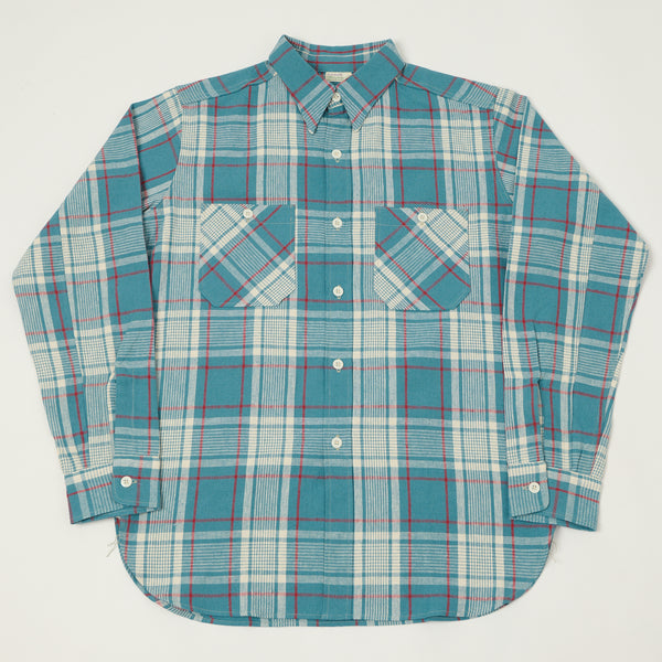 Warehouse & Co 3055 'B Pattern' Check Shirt - Sax