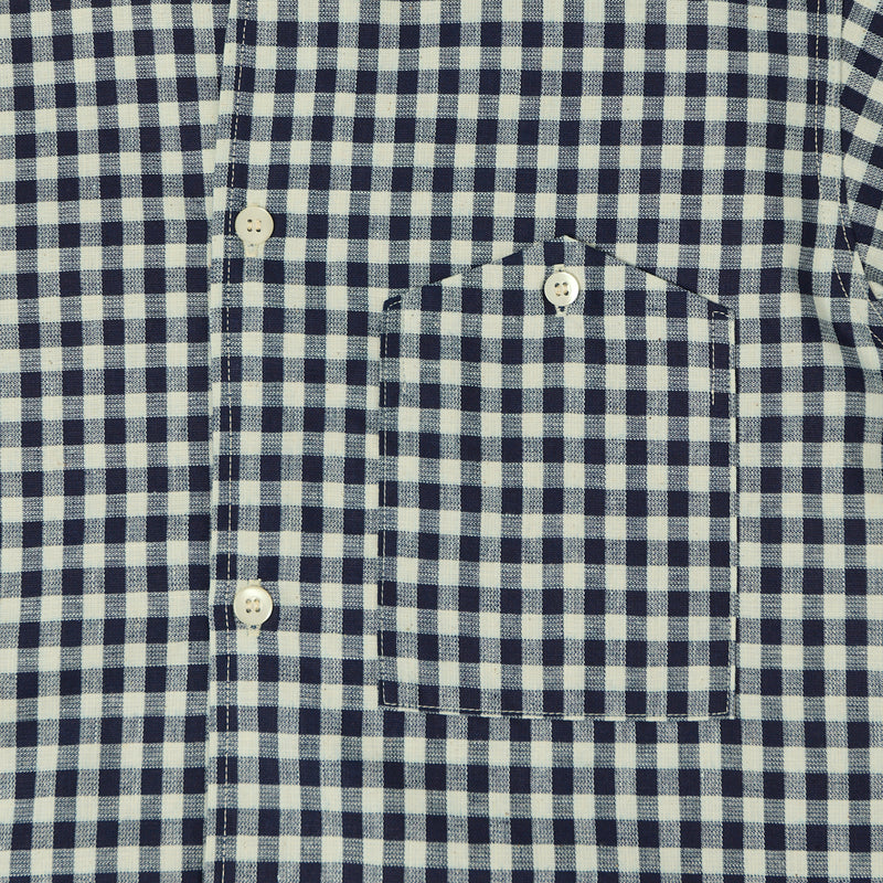 Warehouse & Co 3091 Duck Digger Open Collar Large Gingham Shirt - White/Navy