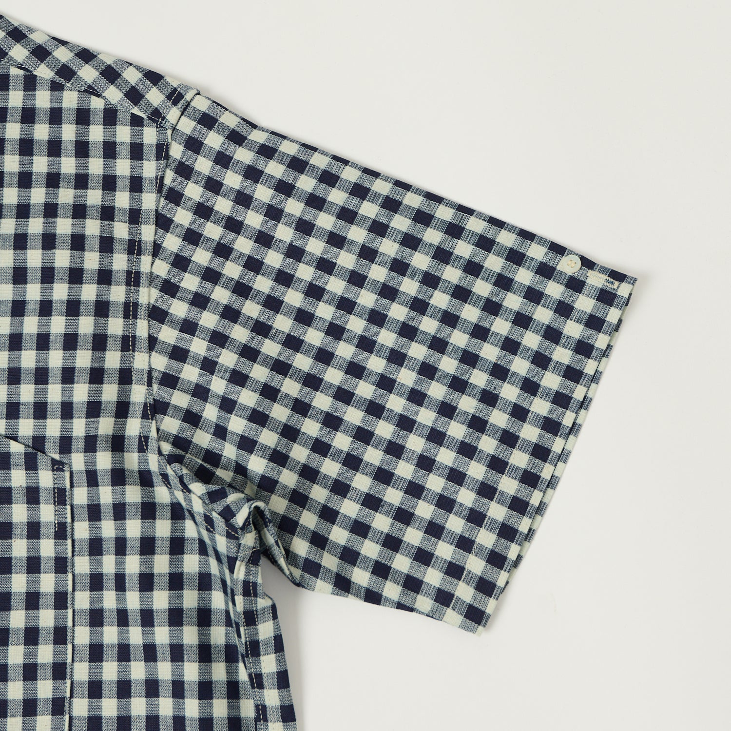 Warehouse & Co 3091 Duck Digger Open Collar Large Gingham Shirt - White/Navy