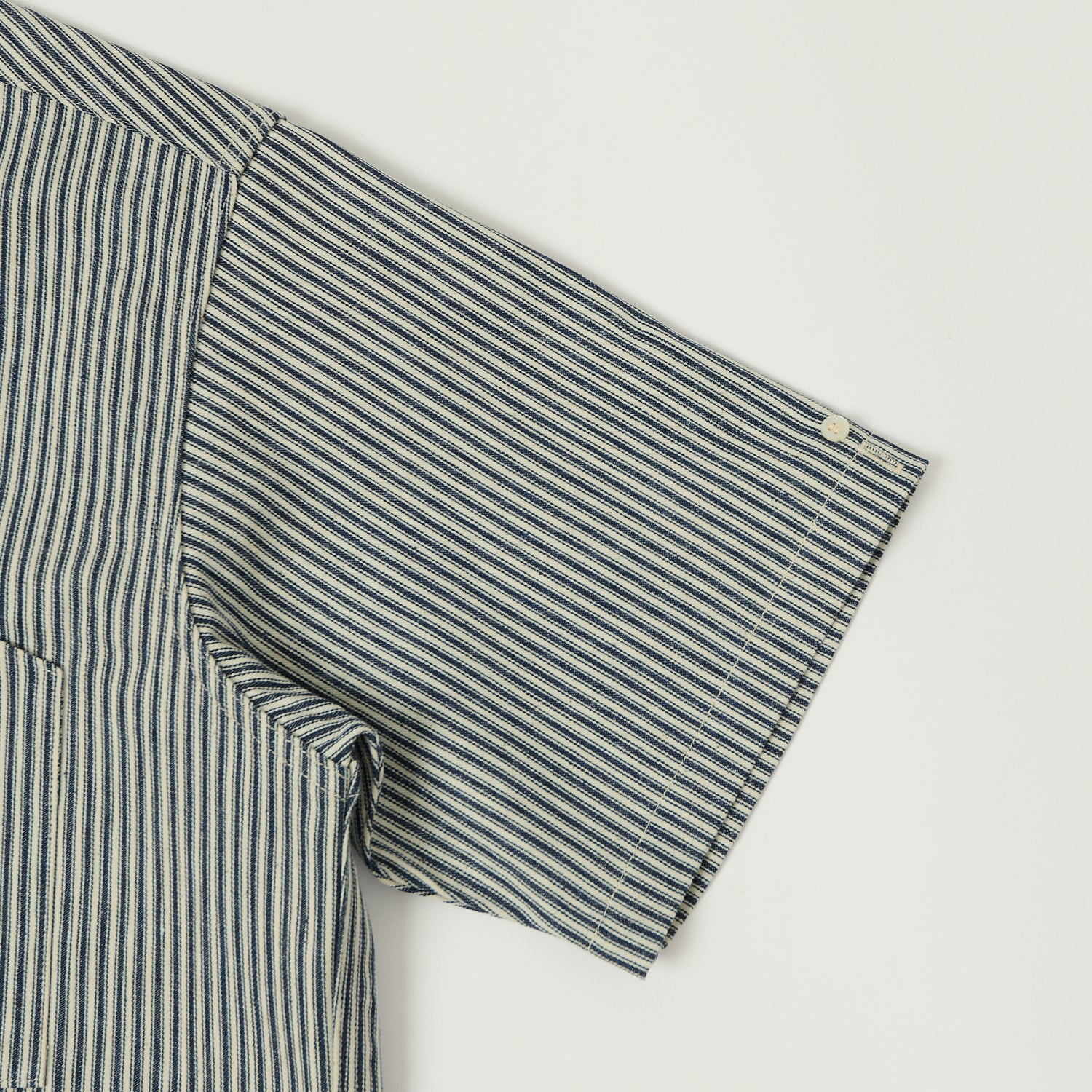 Warehouse & Co 3091 Duck Digger Open Collar Stripe Shirt - White/Navy