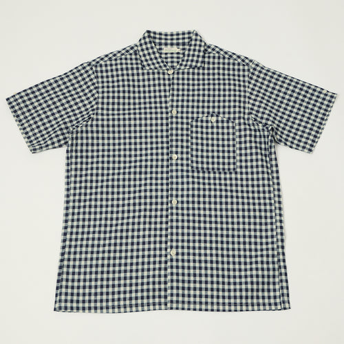 Warehouse & Co 3091 Duck Digger Open Collar Large Gingham Shirt - White/Navy