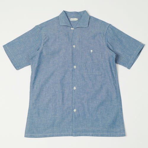 Warehouse & Co 3091 Duck Digger Open Collar Chambray Shirt - Blue