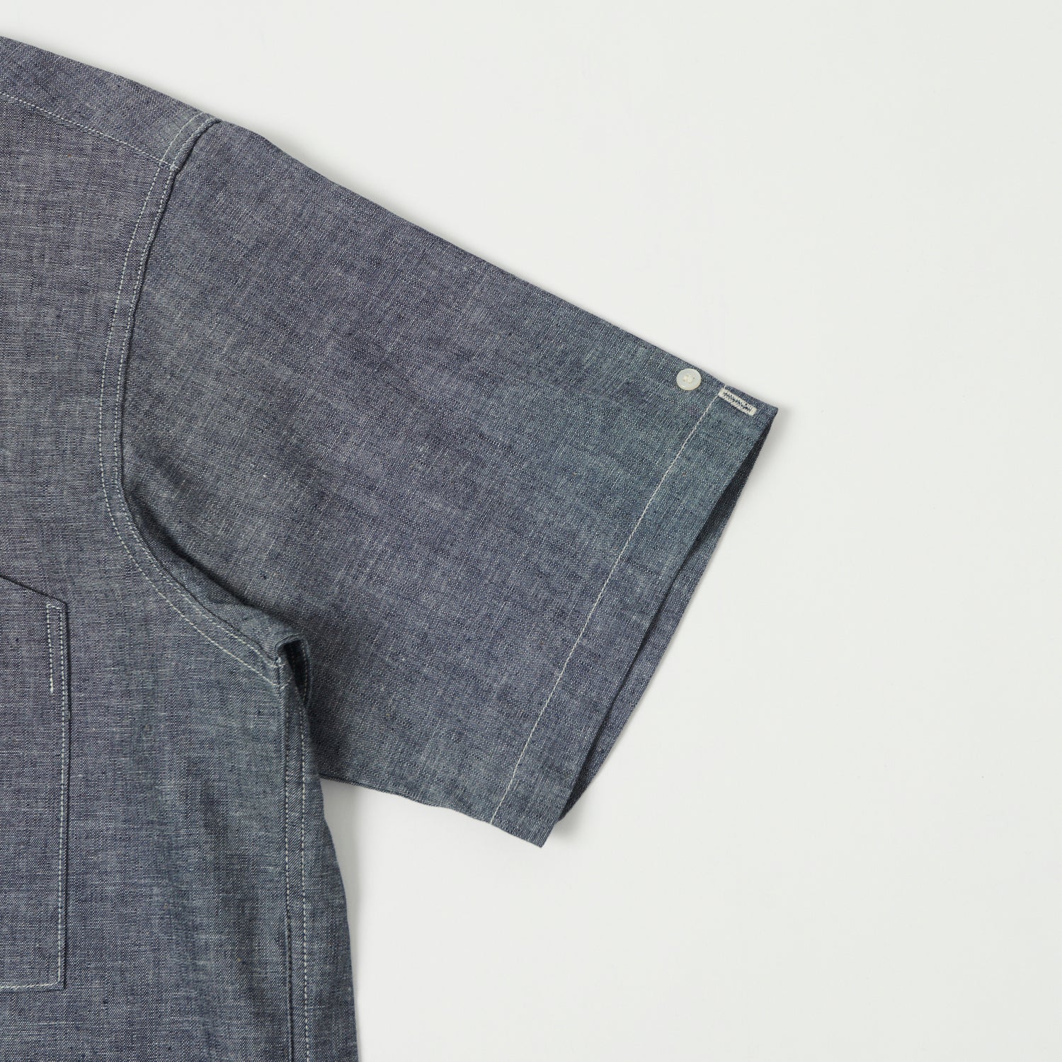 Warehouse & Co 3091 Duck Digger Open Collar Chambray Shirt - Navy