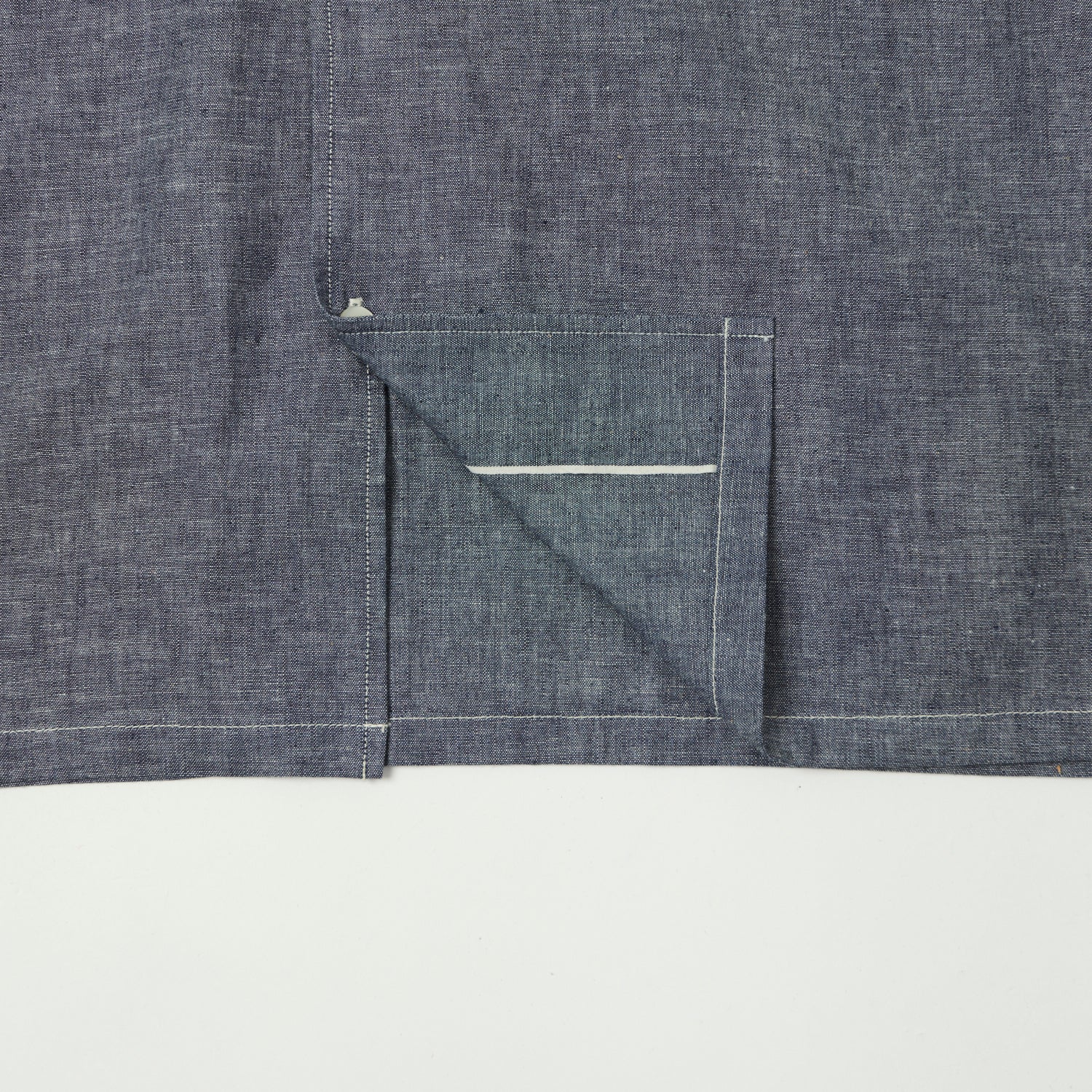 Warehouse & Co 3091 Duck Digger Open Collar Chambray Shirt - Navy