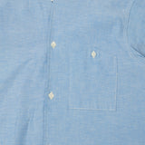 Warehouse 3091 S/S Open Collar Shirt - Cheese Chambray Sax