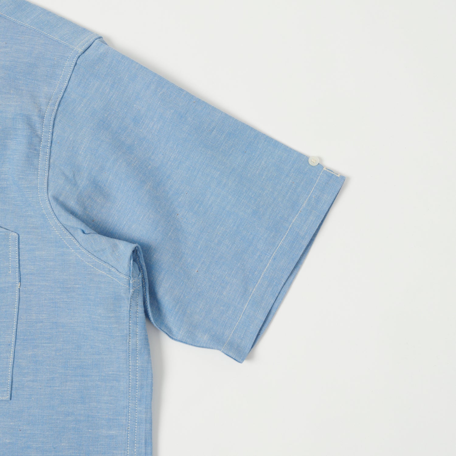 Warehouse & Co 3091 Duck Digger Open Collar Chambray Shirt - Sax