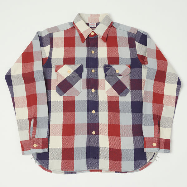 Warehouse 3104 '23 'E Pattern' Flannel Shirt - Navy