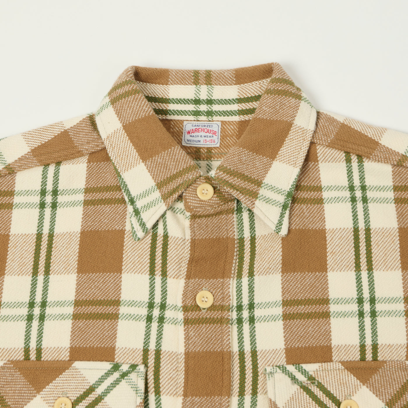Warehouse & Co 3104 Plaid Flannel Shirt - Brown/Off White