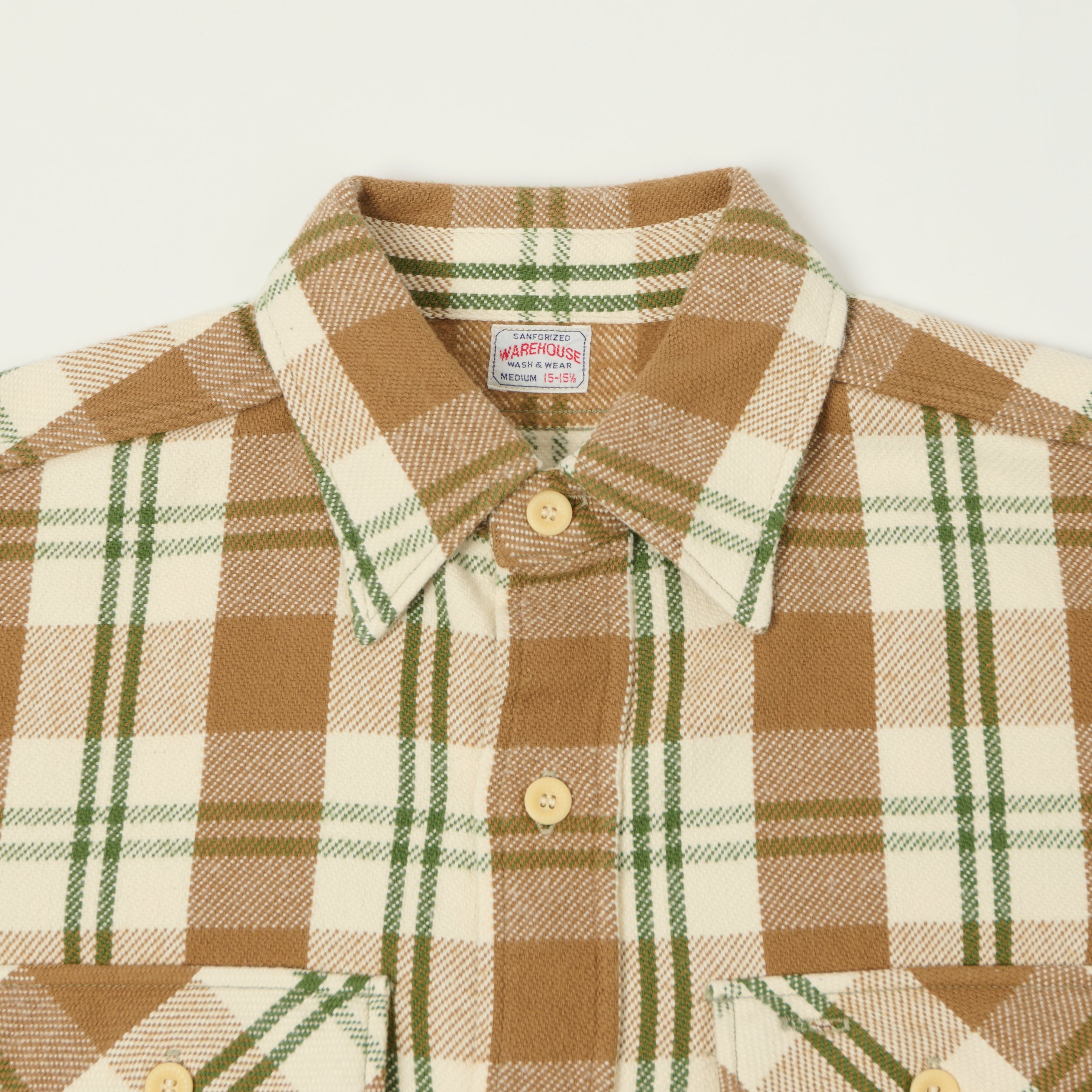 Warehouse & Co 3104 Plaid Flannel Shirt - Brown/Off White