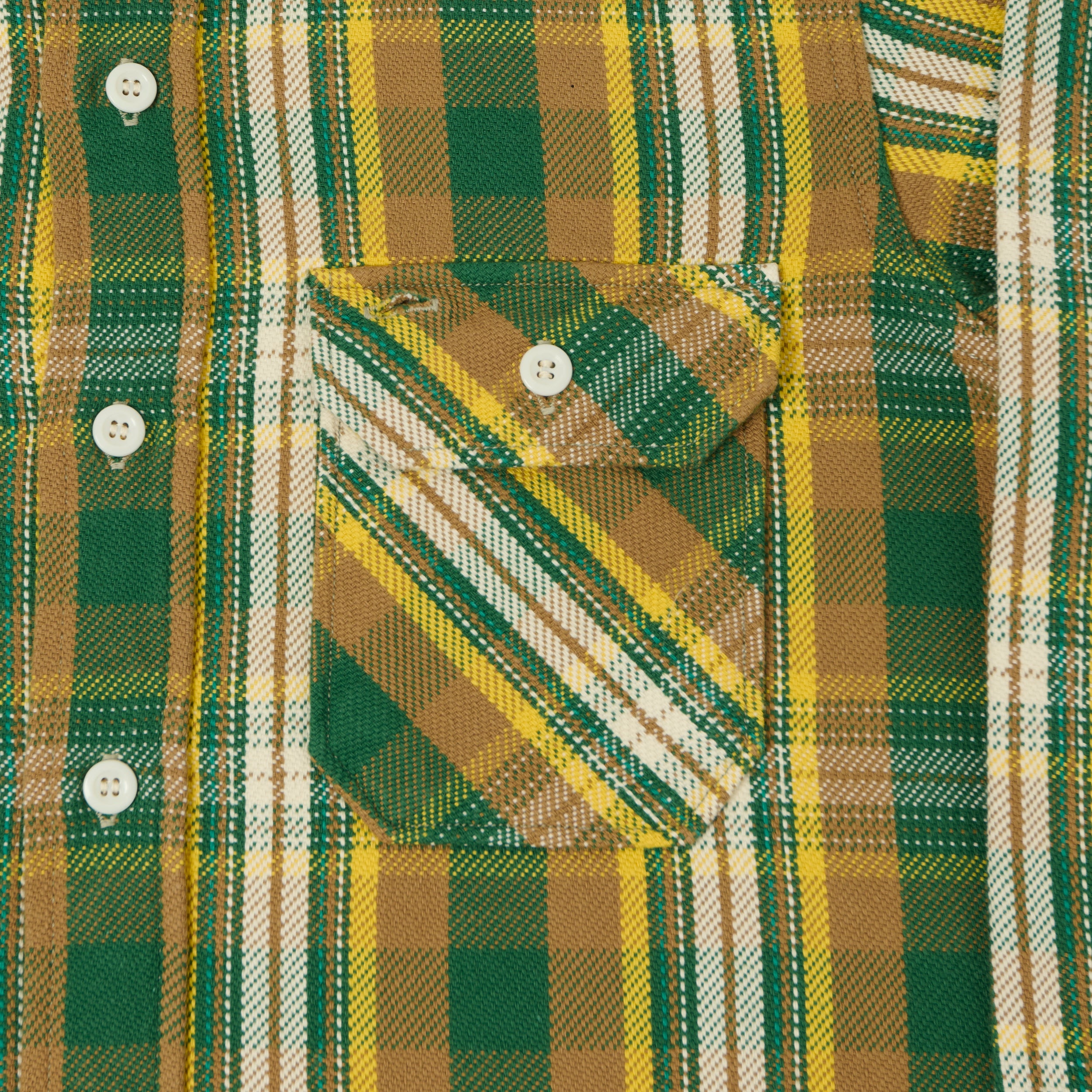 Warehouse & Co 3104 Plaid Flannel Shirt - Green/Ivory