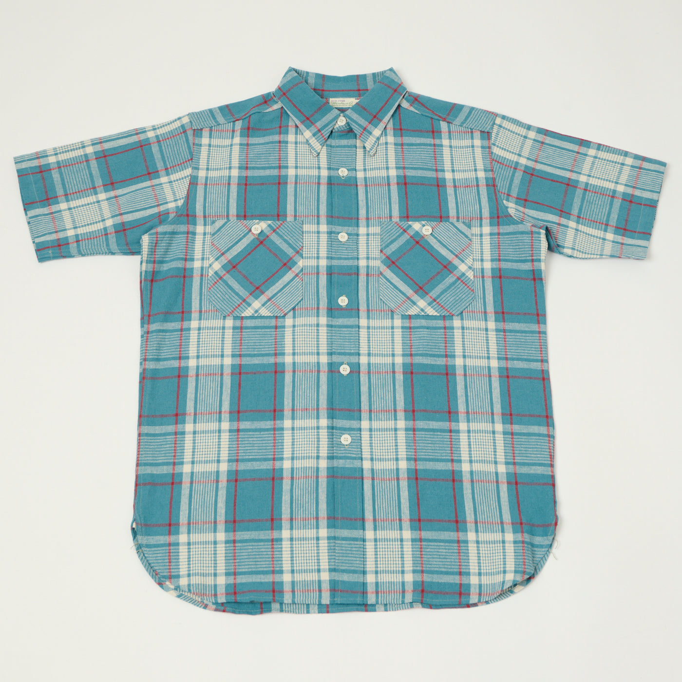 Warehouse & Co 3056 Duck Digger Short Sleeve Plaid Shirt - Sax