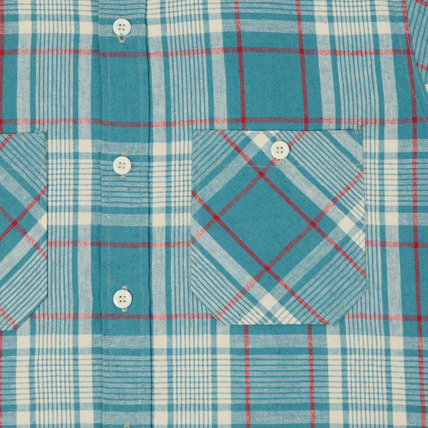 Warehouse & Co 3056 Duck Digger Short Sleeve Plaid Shirt - Sax