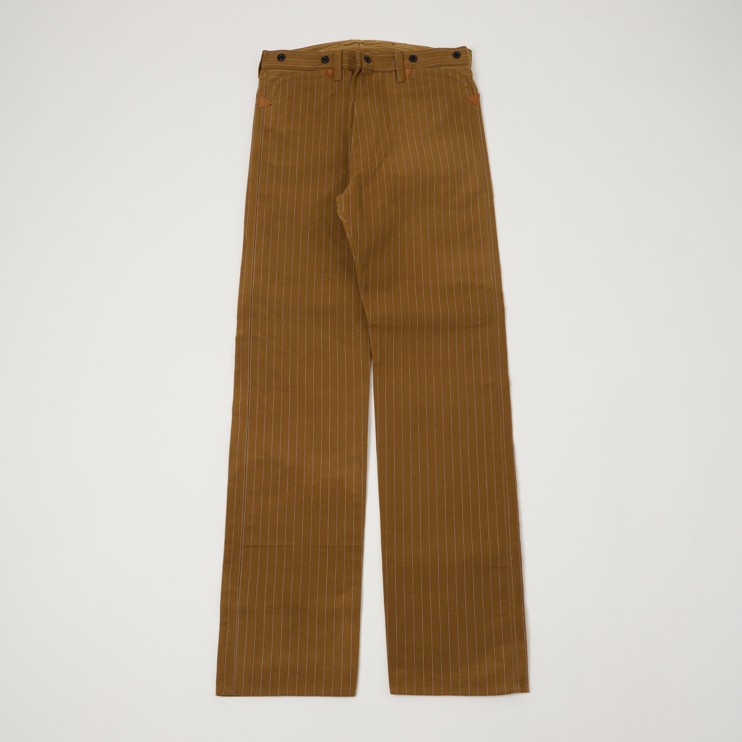 Warehouse & Co 1229 'Greenbaum' 1870s Heavy Leather Bound Trousers - Brown
