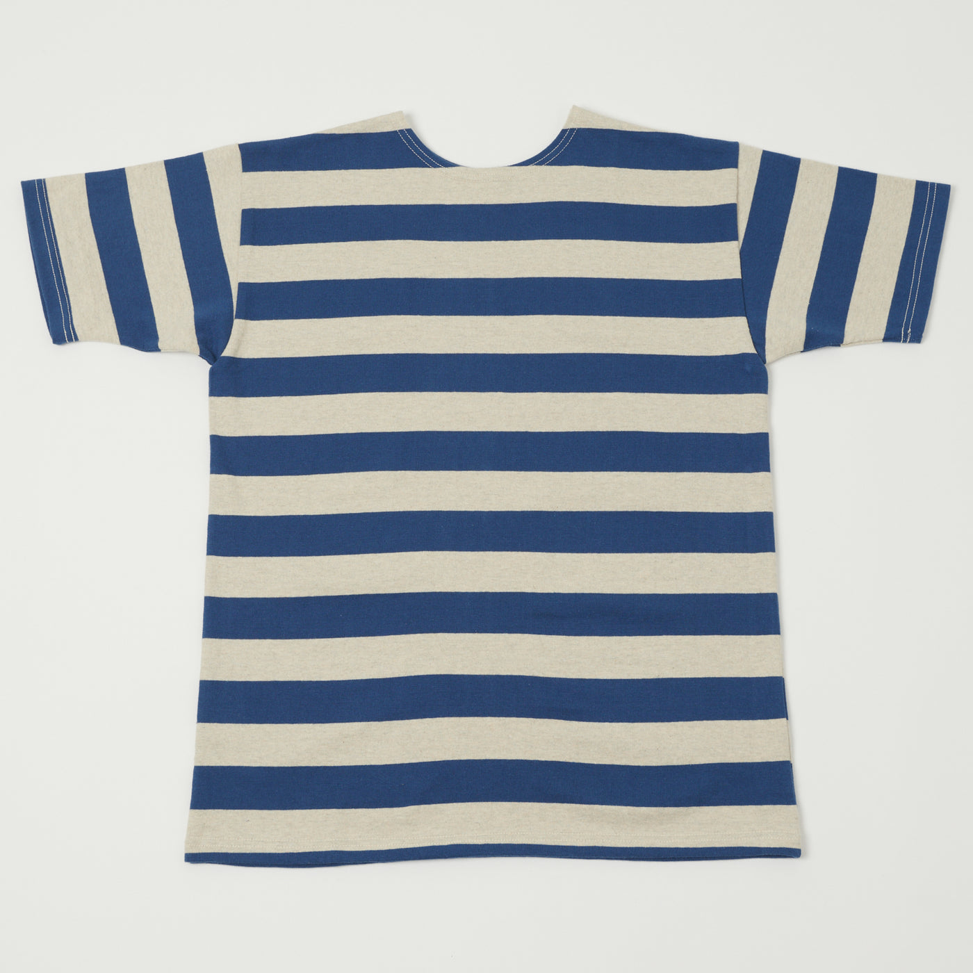 Warehouse & Co 4050 Duck Digger Border Stripe T-Shirt - Blue/Oatmeal
