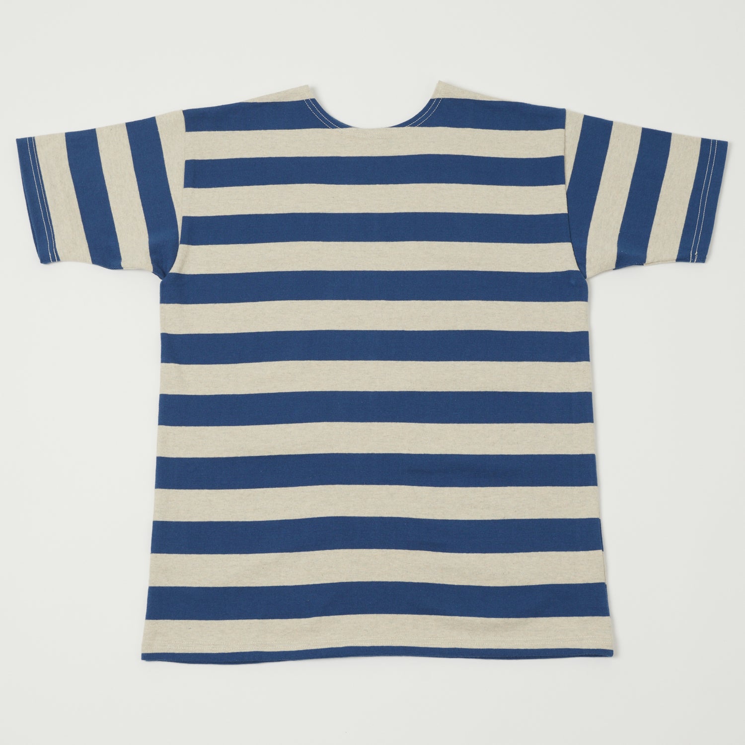 Warehouse & Co 4050 Duck Digger Border Stripe T-Shirt - Blue/Oatmeal