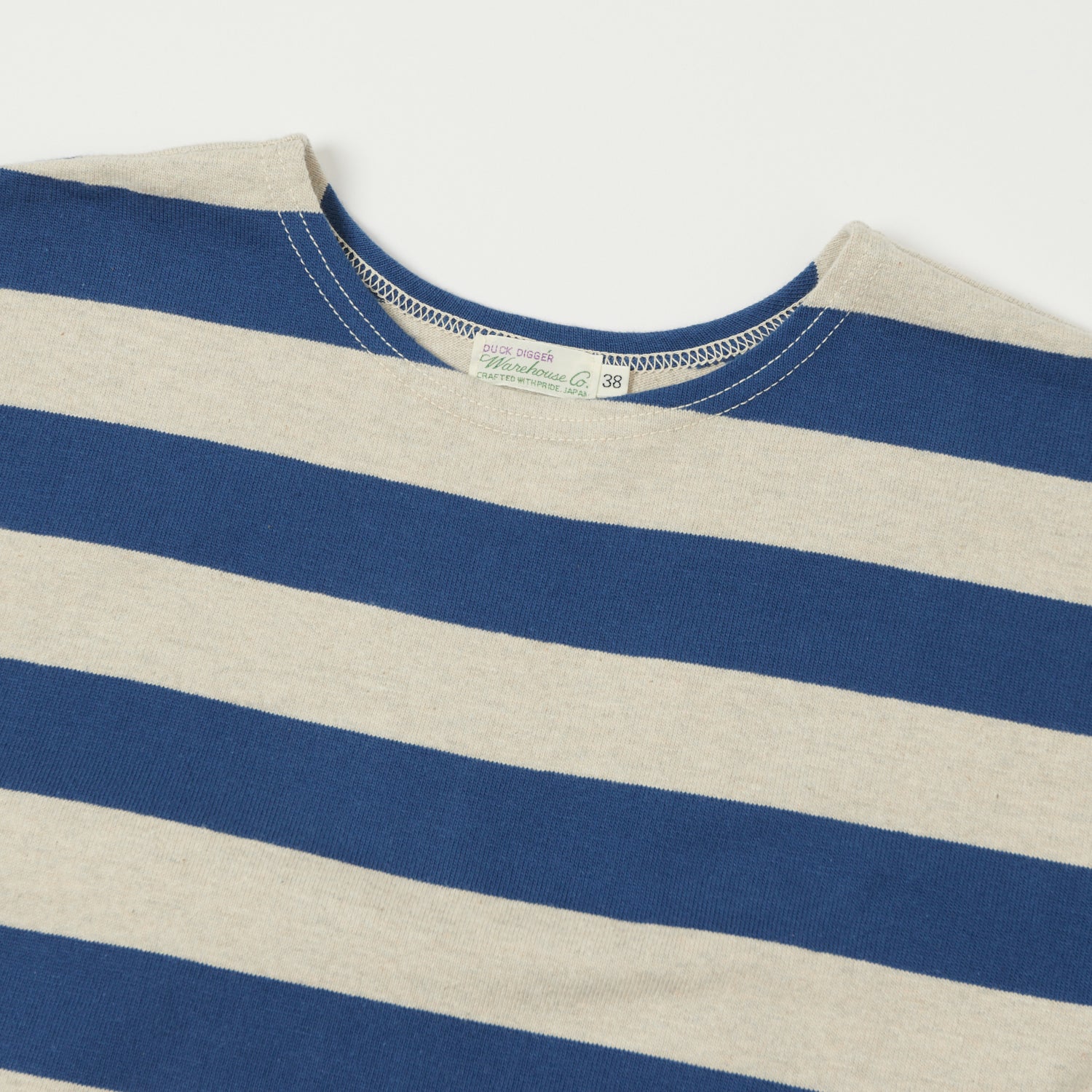 Warehouse & Co 4050 Duck Digger Border Stripe T-Shirt - Blue/Oatmeal