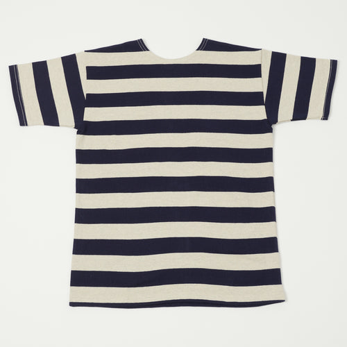 Warehouse & Co 4050 Duck Digger Border Stripe T-Shirt - Navy/Oatmeal