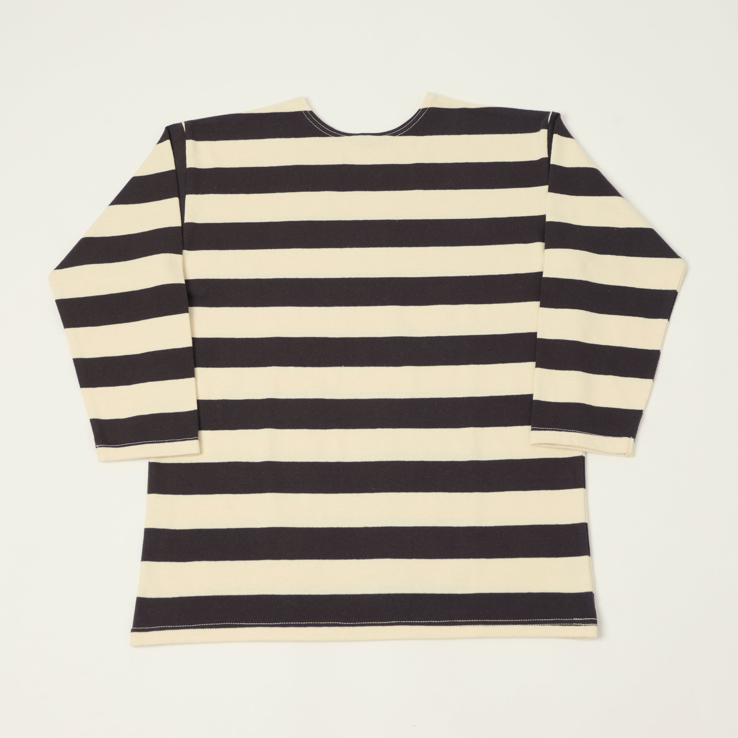 Warehouse & Co 4051 Duck Digger 3/4 Sleeve Border T-Shirt - Black/Natural