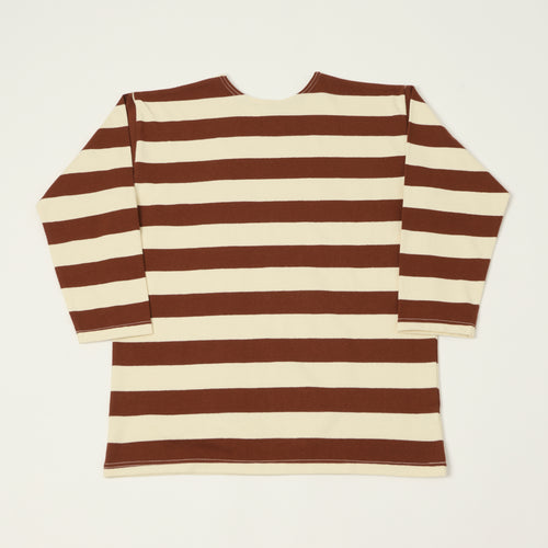 Warehouse & Co 4051 Duck Digger 3/4 Sleeve Border T-Shirt - Brown/Natural