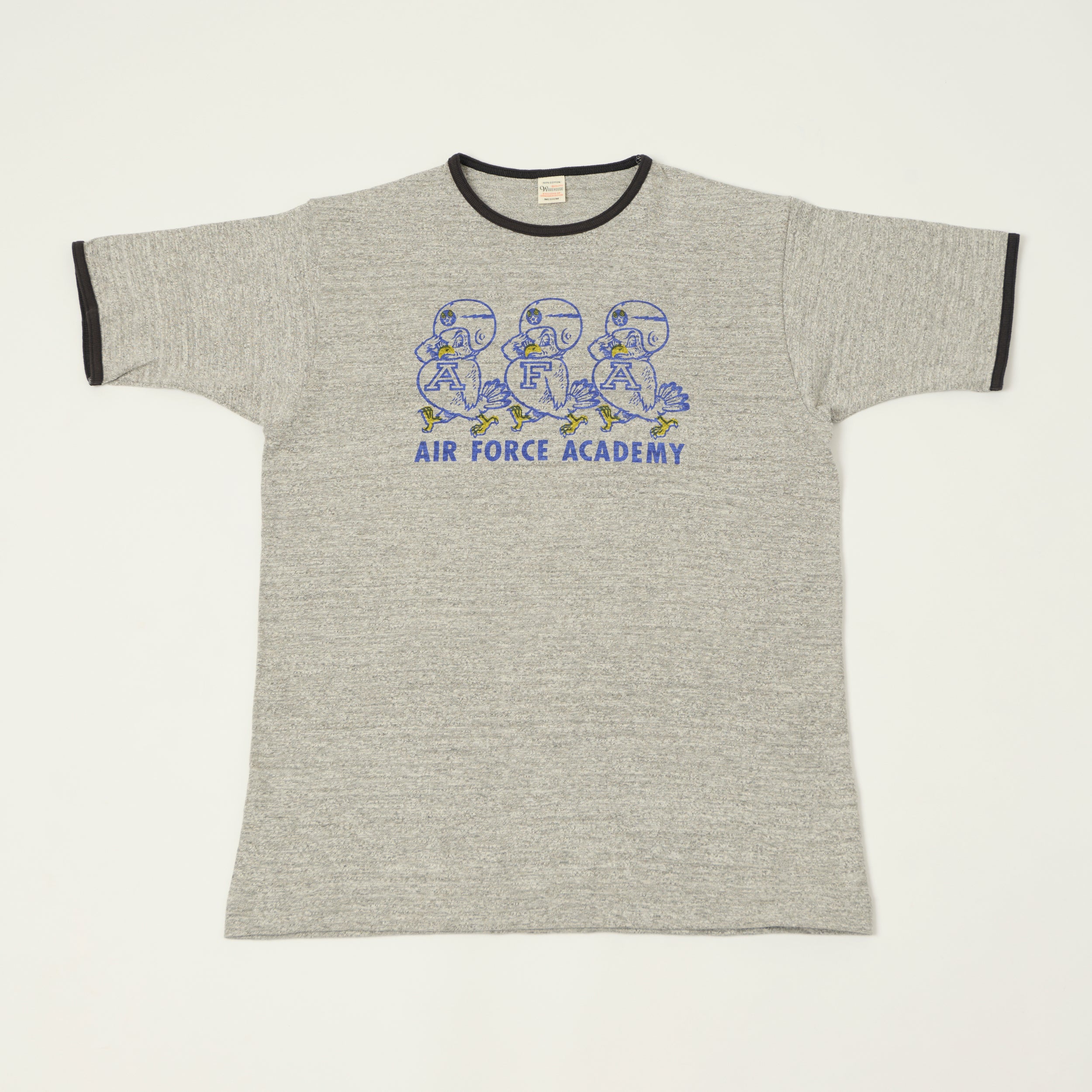 Warehouse & Co 4059 'Air Force Academy' Ringer T-Shirt - Heather Grey/Black