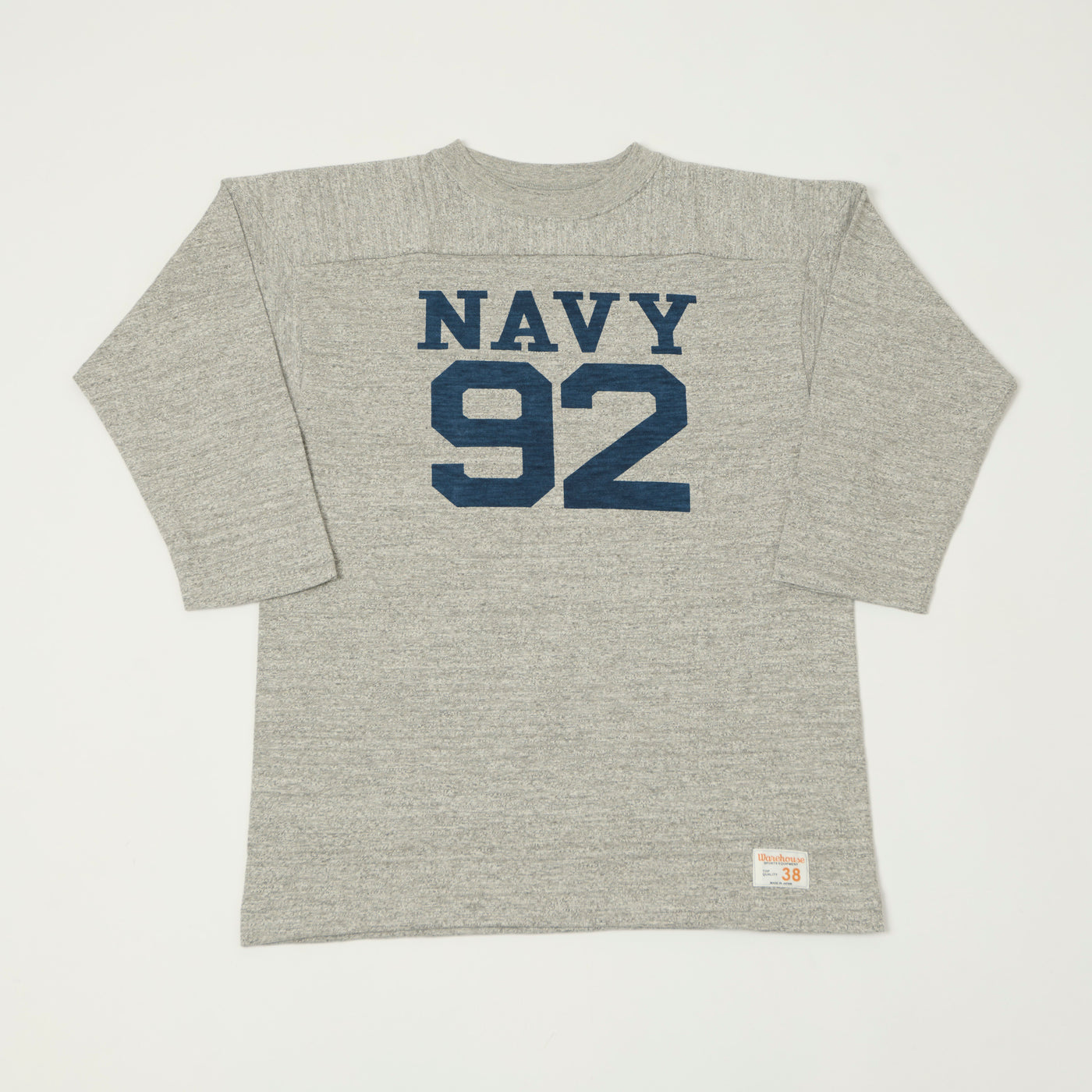 Warehouse & Co 4063 'Navy 92' 3/4 Sleeve Football T-Shirt - Heather Grey