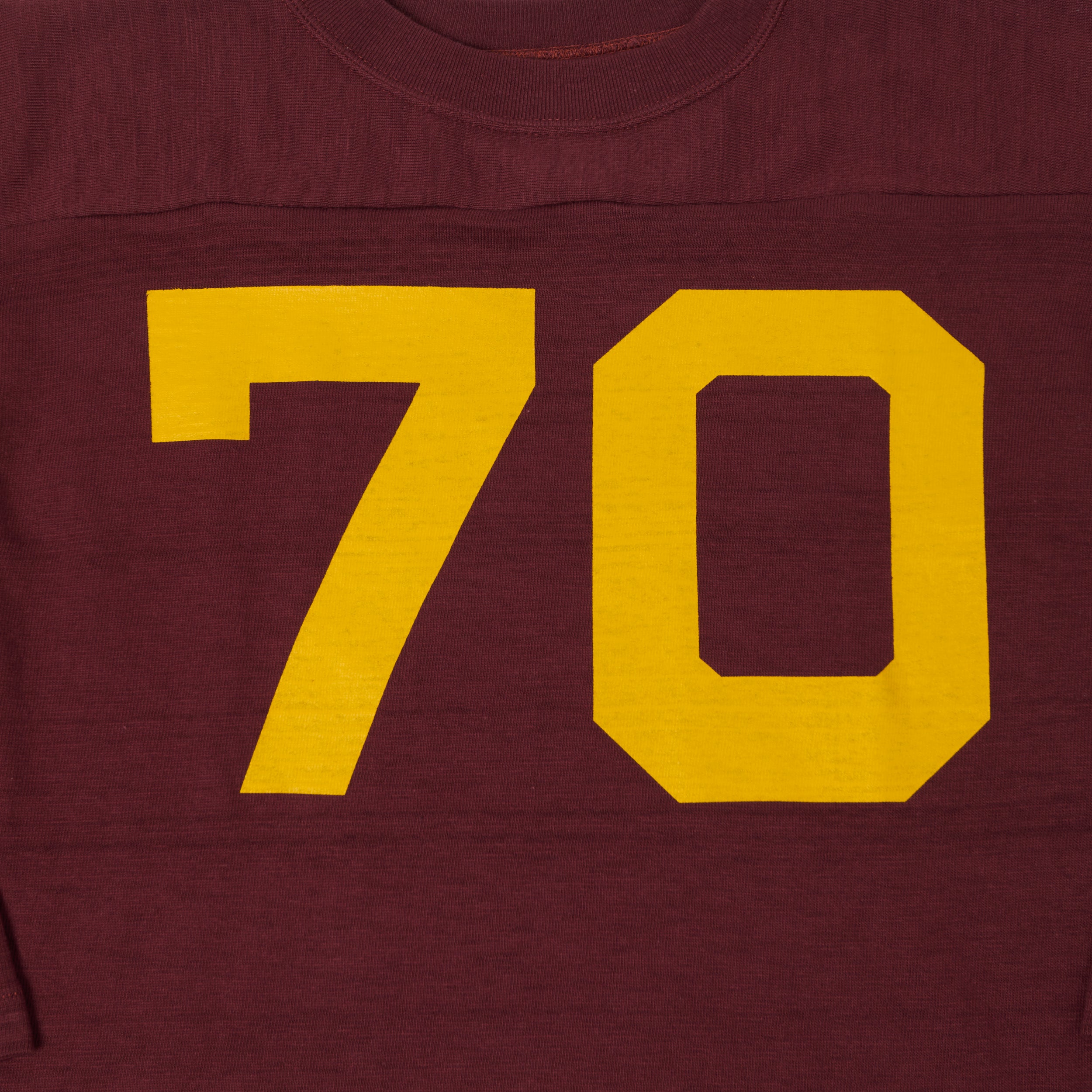 Warehouse & Co 4063 'No. 70' 3/4 Sleeve Football Tee - Bordeaux