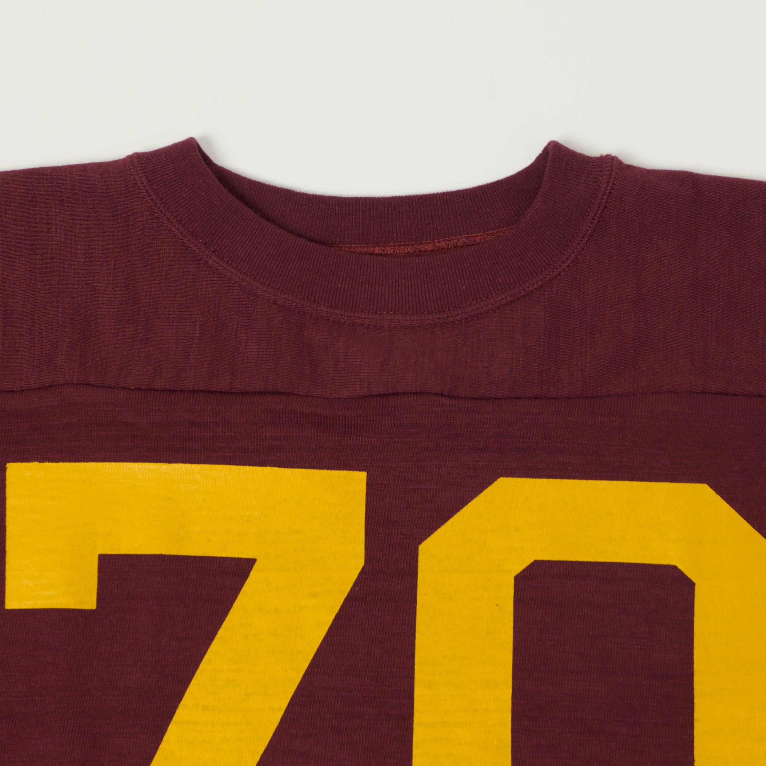 Warehouse & Co 4063 'No. 70' 3/4 Sleeve Football Tee - Bordeaux