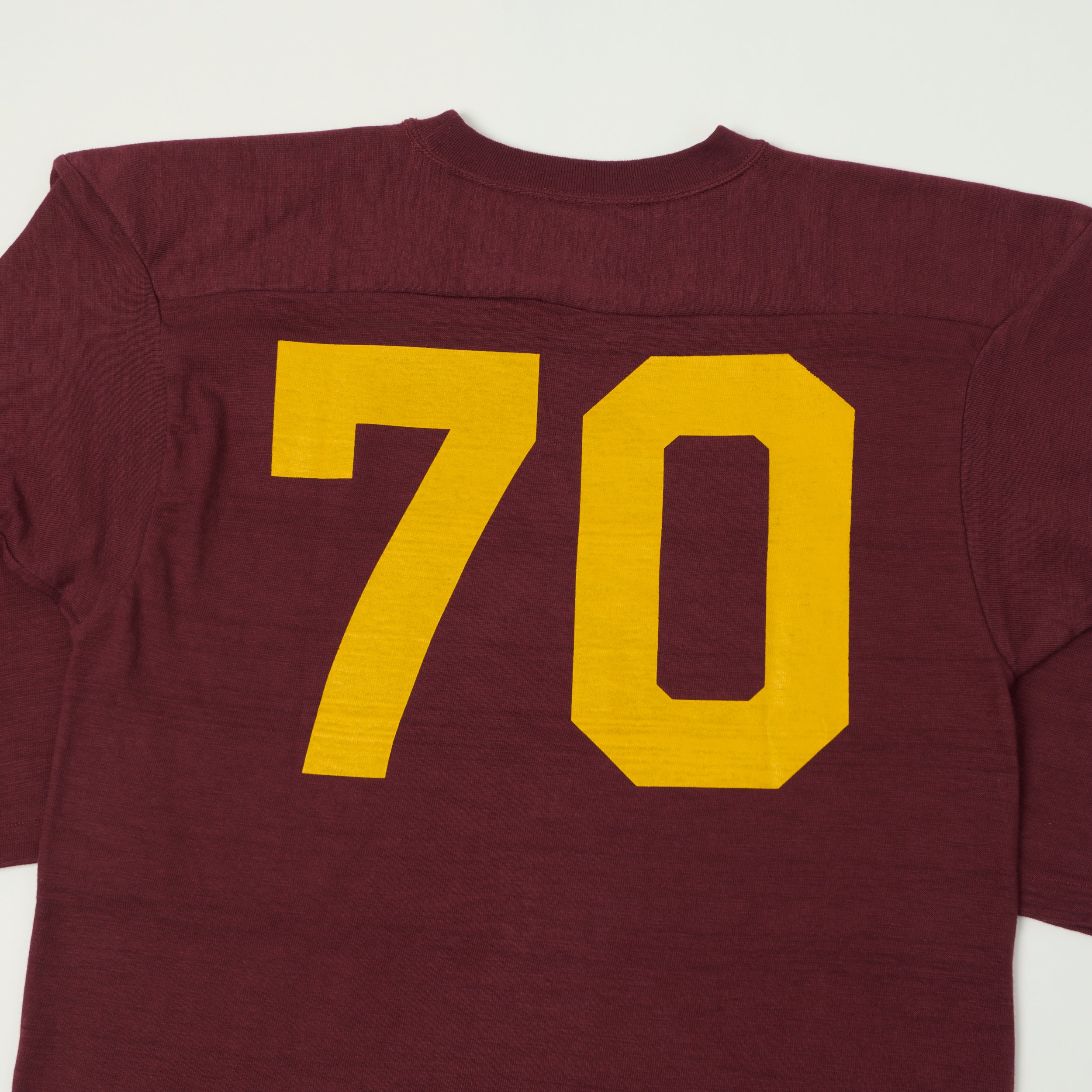 Warehouse & Co 4063 'No. 70' 3/4 Sleeve Football Tee - Bordeaux