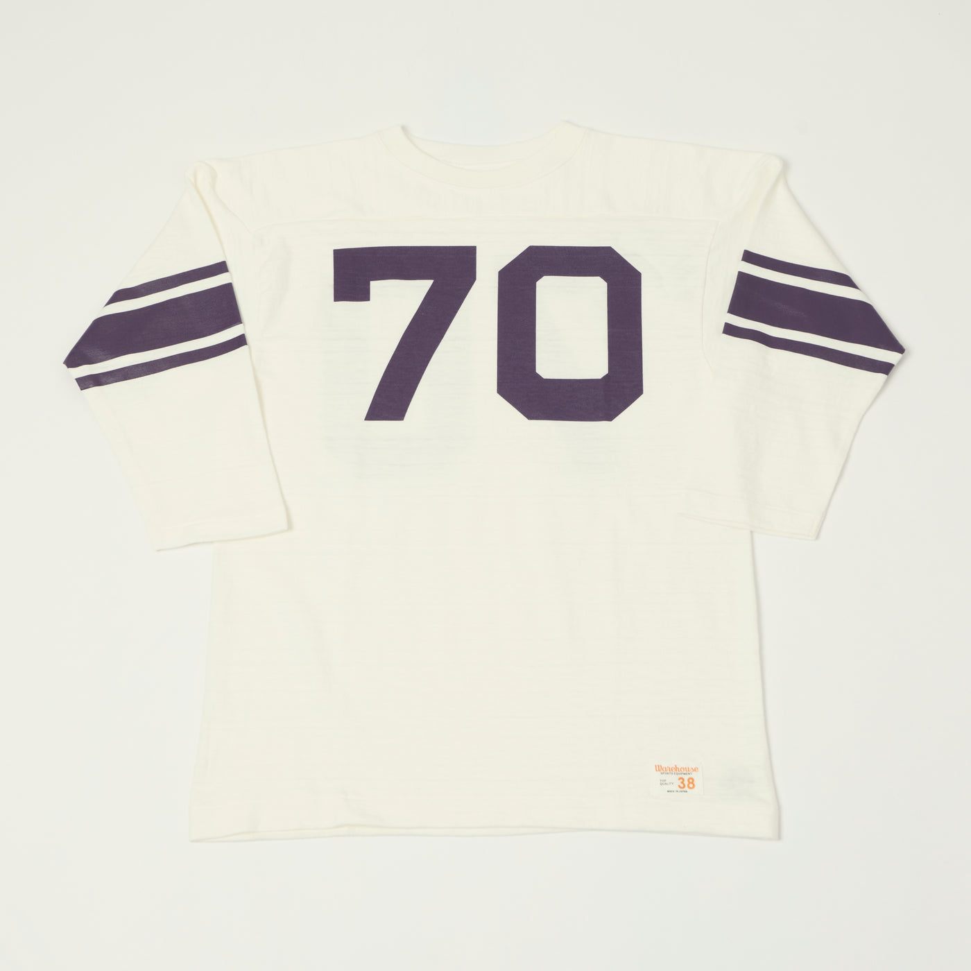 Warehouse & Co 4063 'No. 70' 3/4 Sleeve Football Tee - Off White