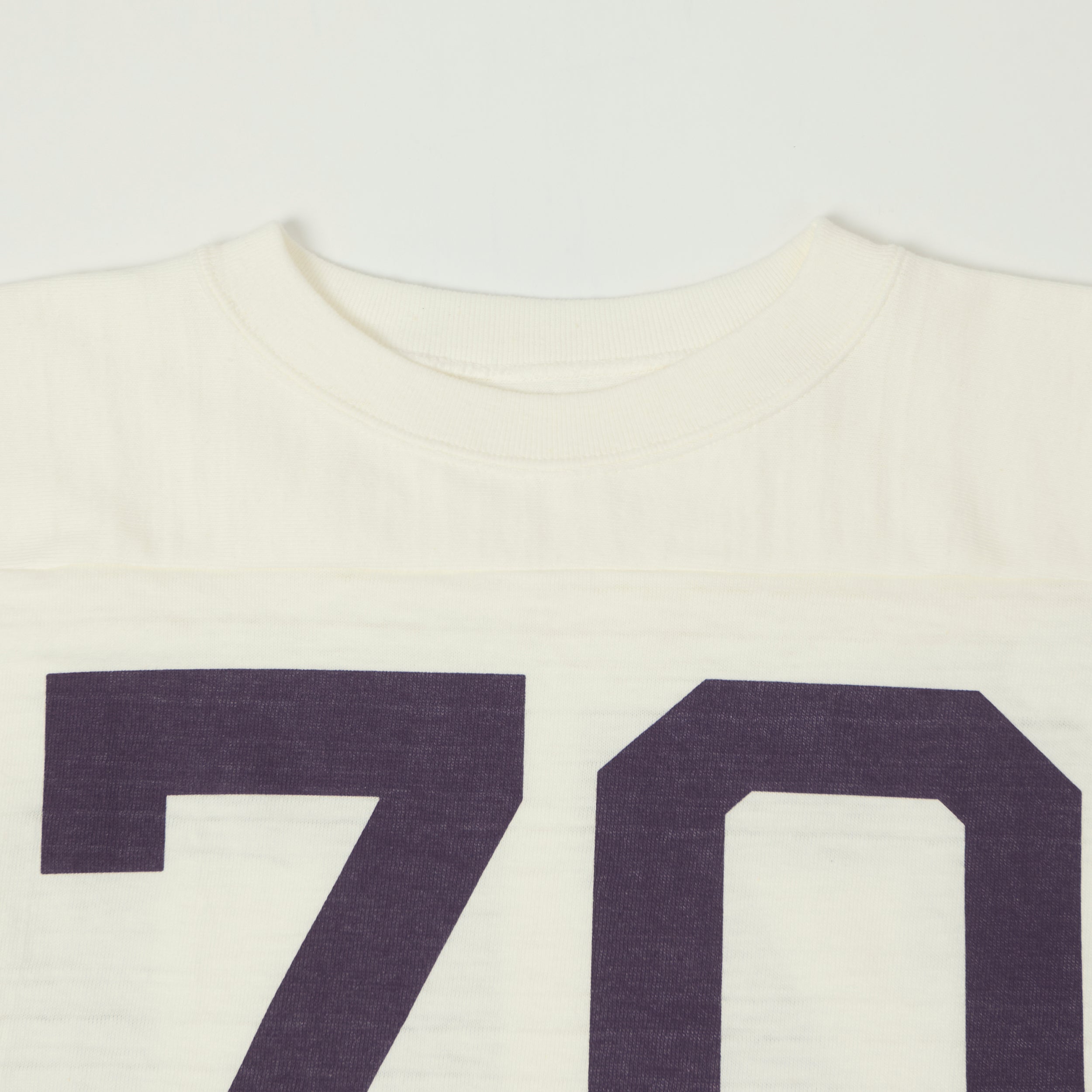 Warehouse & Co 4063 'No. 70' 3/4 Sleeve Football Tee - Off White