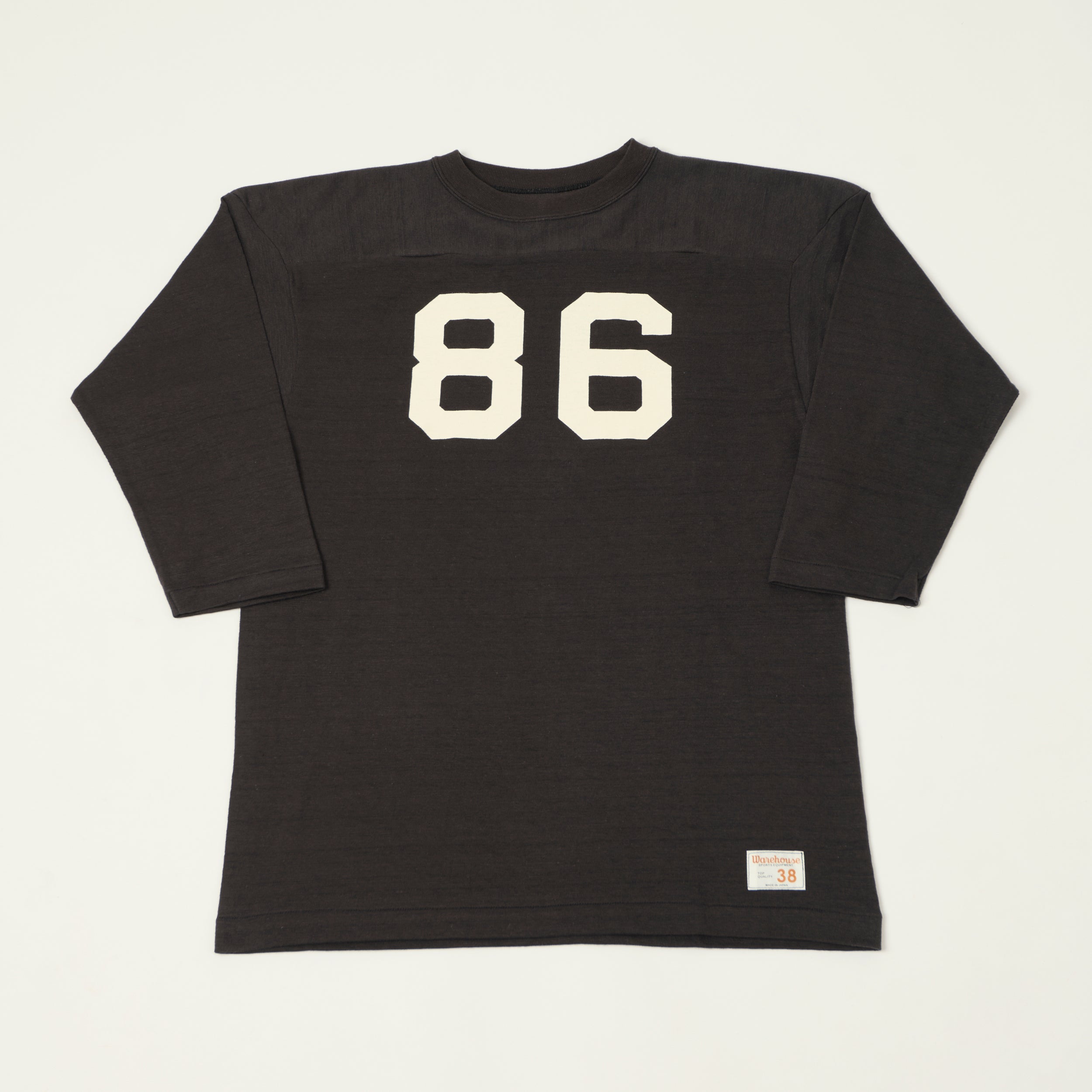 Warehouse & Co 4063 'No. 86' 3/4 Sleeve Football Tee - Black