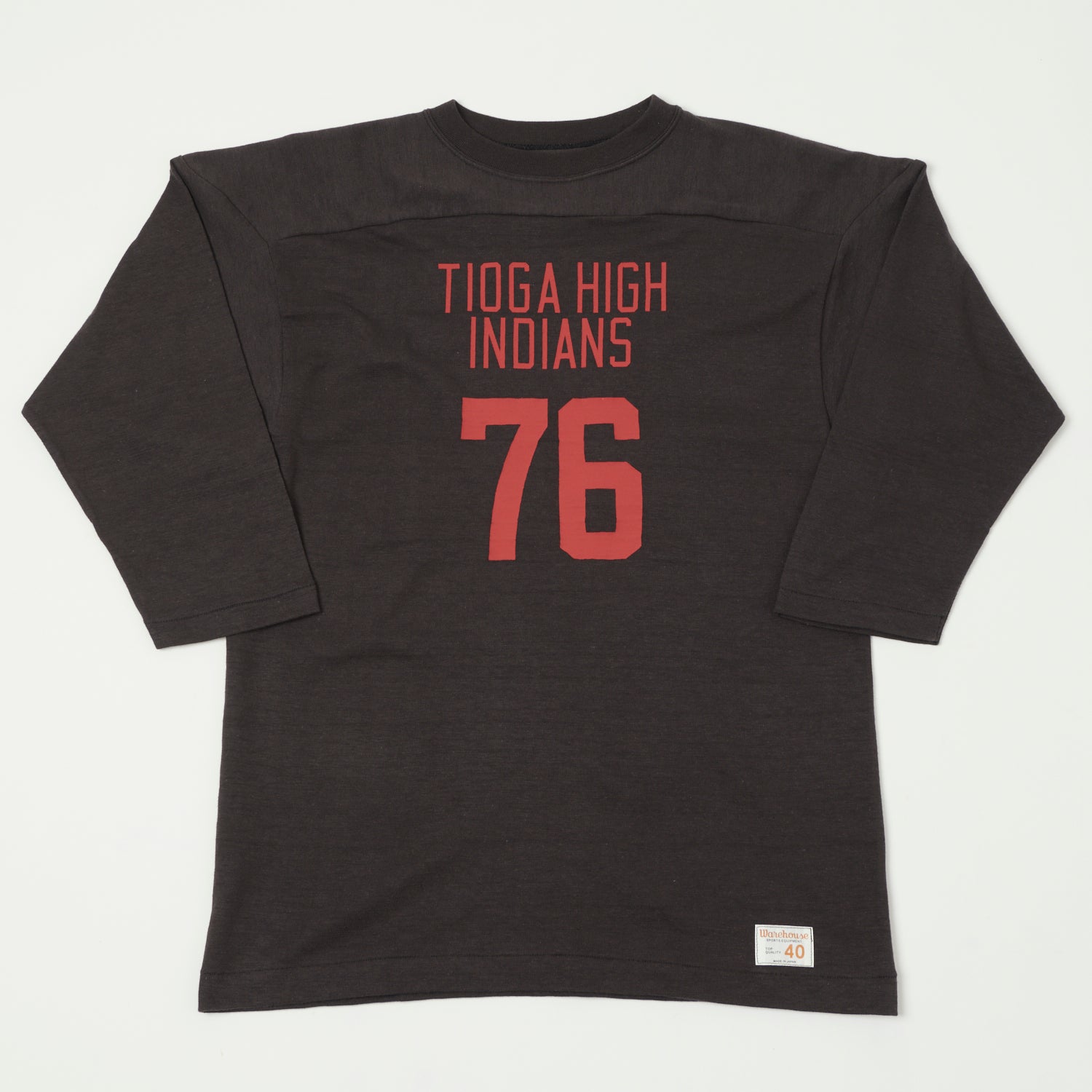 Warehouse & Co 4063 'Tioga High' 3/4 Sleeve Football T-Shirt - Black