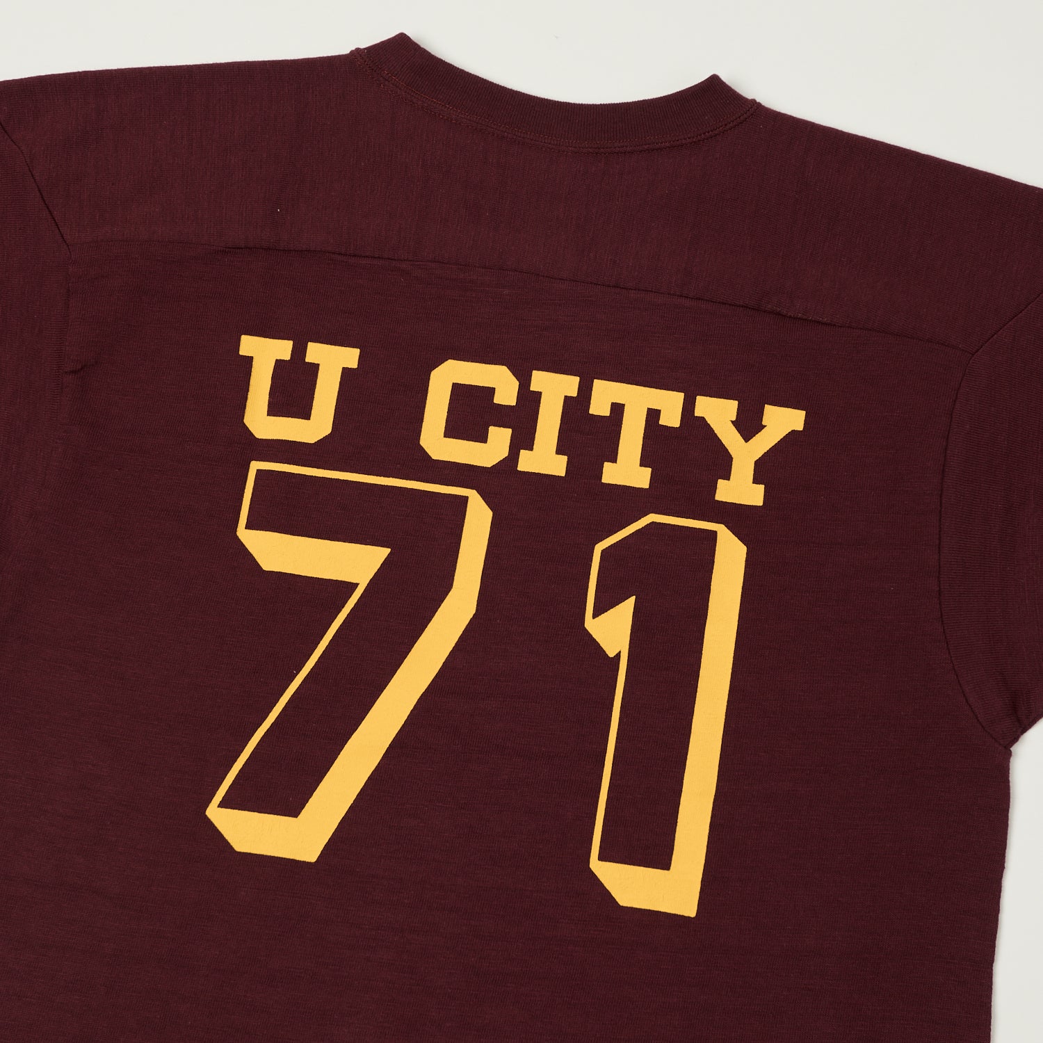 Warehouse & Co 4063 'U City' 3/4 Sleeve Football T-Shirt - Bordeaux