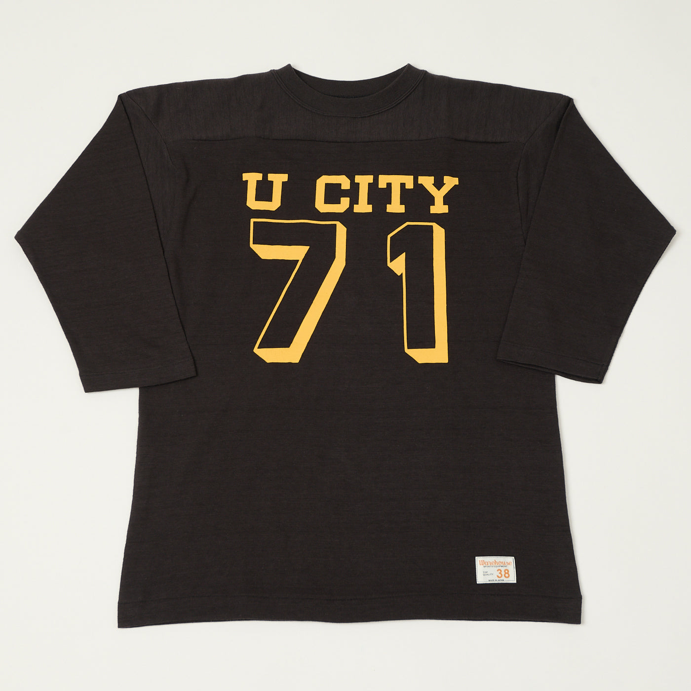 Warehouse & Co 4063 'U City' 3/4 Sleeve Football T-Shirt - Black