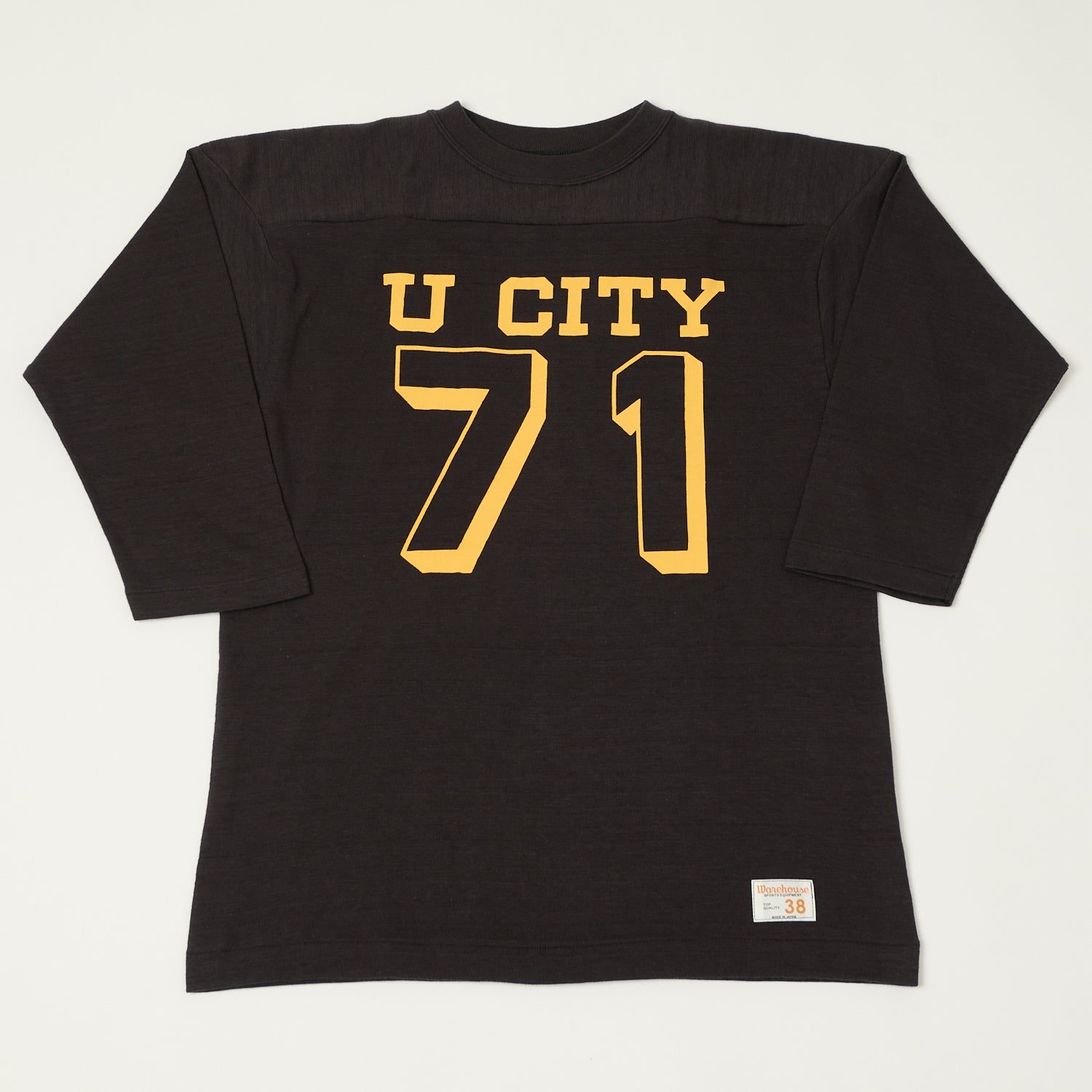 Warehouse & Co 4063 'U City' 3/4 Sleeve Football T-Shirt - Black