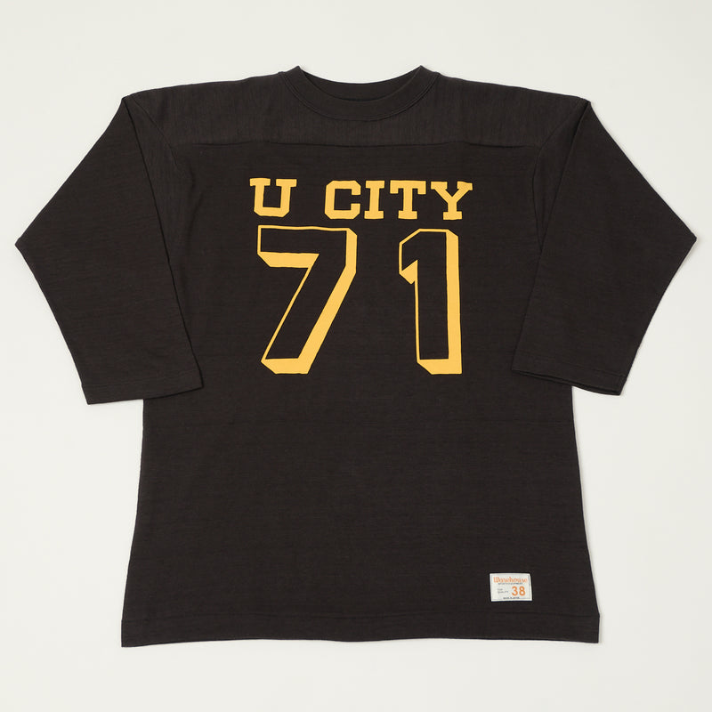 Warehouse & Co 4063 'U City' 3/4 Sleeve Football Tee - Black