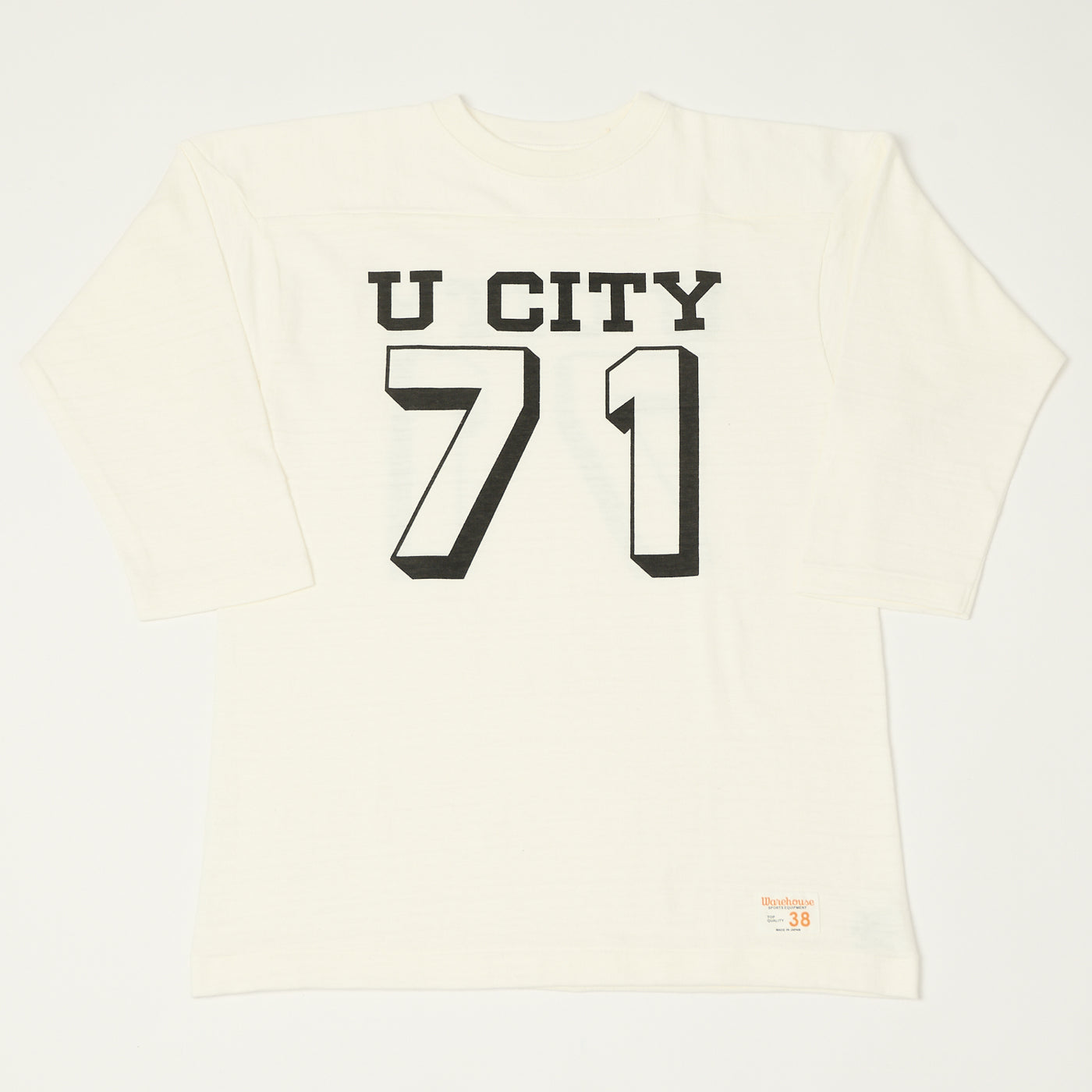 Warehouse & Co 4063 'U City' 3/4 Sleeve Football T-Shirt - Off White