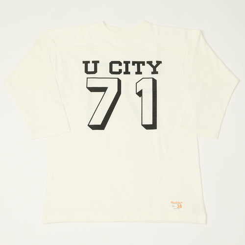 Warehouse & Co 4063 'U City' 3/4 Sleeve Football T-Shirt - Off White