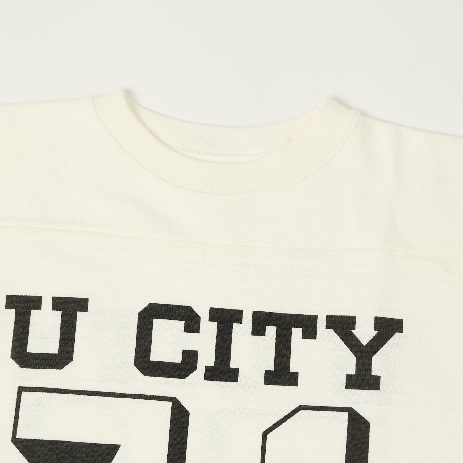 Warehouse & Co 4063 'U City' 3/4 Sleeve Football T-Shirt - Off White