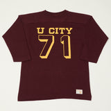 Warehouse & Co 4063 'U City' 3/4 Sleeve Football Tee - Bordeaux