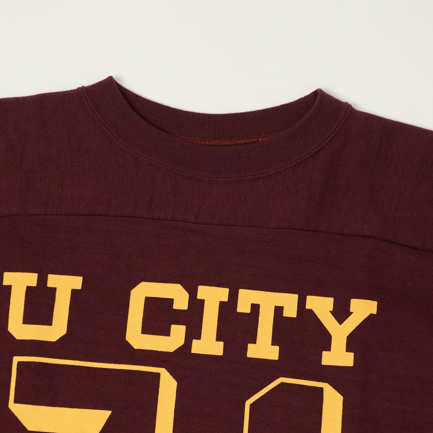 Warehouse & Co 4063 'U City' 3/4 Sleeve Football T-Shirt - Bordeaux