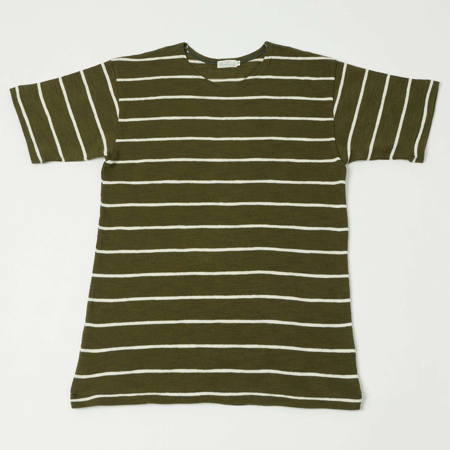 Warehouse & Co 4087 Duck Digger Stripe T-Shirt - Green/Off White
